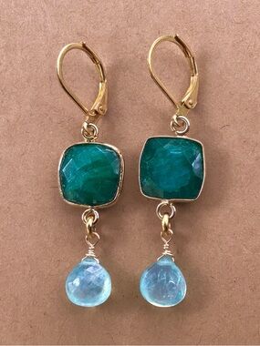 Emerald Aquamarine Sundance charm earrings